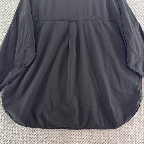 American Eagle Top Womens S Black Button Front Shirt Oversize Fit Long Sleeve - Picture 8 of 12